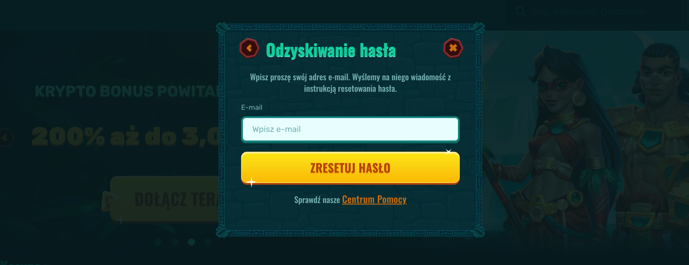 Proces odzyskiwania hasła do kasyna Spinanga